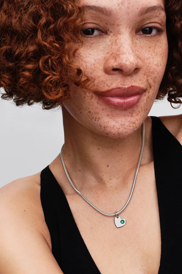 PANDORA May Heart Green Stone Dangle Charm